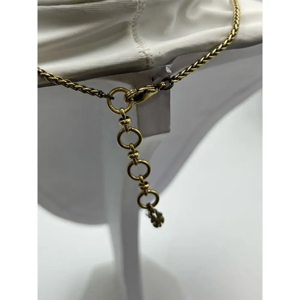 LUCKY BRAND Necklace Chunky Semi‎ Precious Jasper Crystal Accents Gold Tone